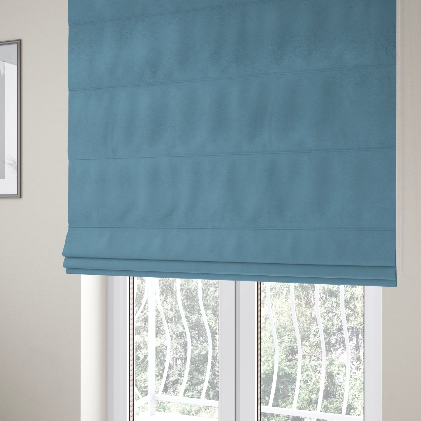 Melbourne Chenille Plain Blue Upholstery Fabric CTR-1520 - Roman Blinds