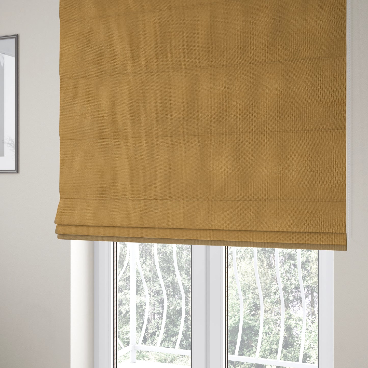 Windsor Soft Basket Weave Clean Easy Golden Yellow Upholstery Fabric CTR-1552 - Roman Blinds