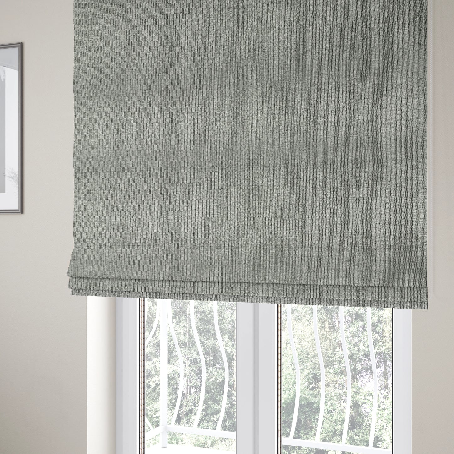 Windsor Soft Basket Weave Clean Easy White Grey Upholstery Fabric CTR-1565 - Roman Blinds