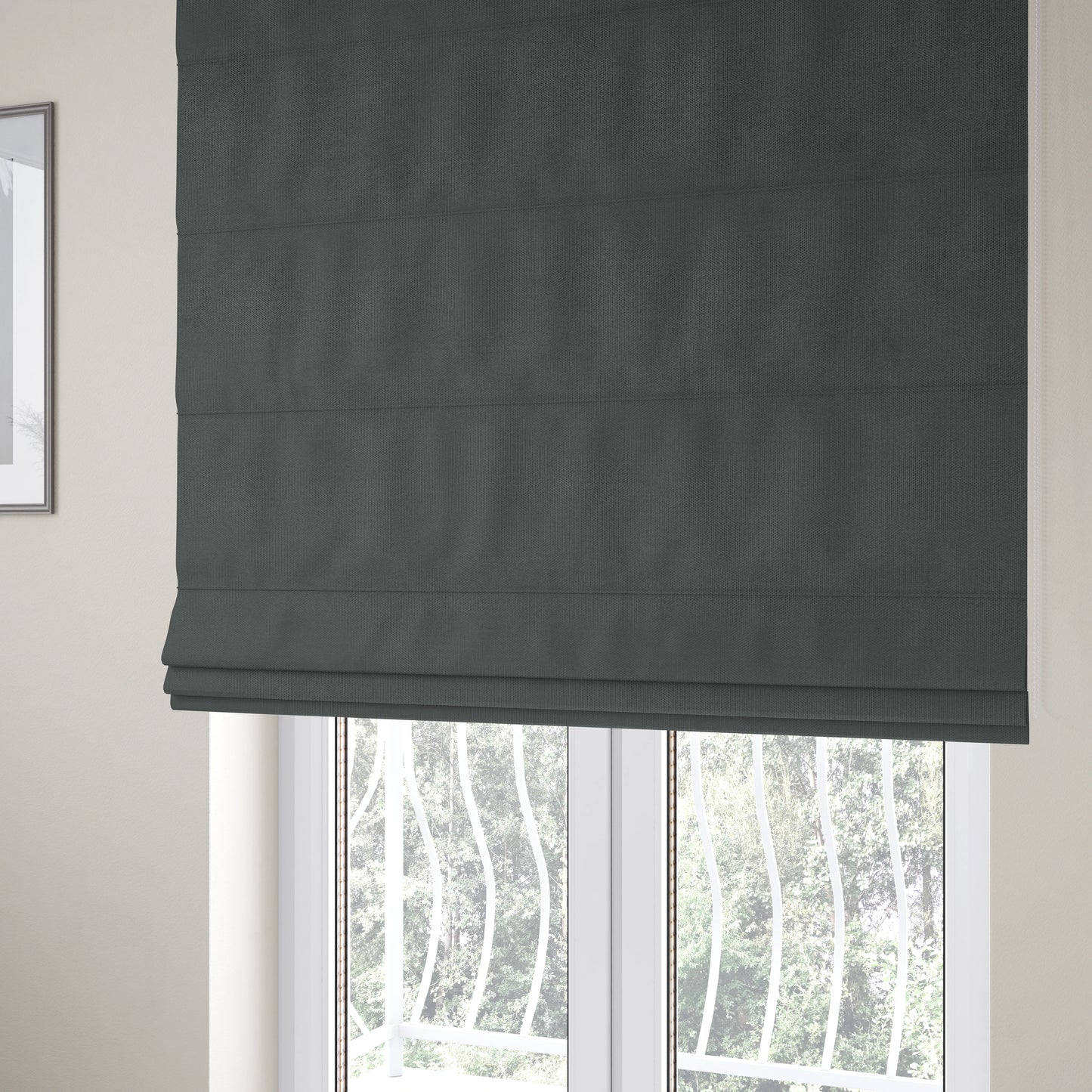 Windsor Soft Basket Weave Clean Easy Dark Grey Upholstery Fabric CTR-1568 - Roman Blinds