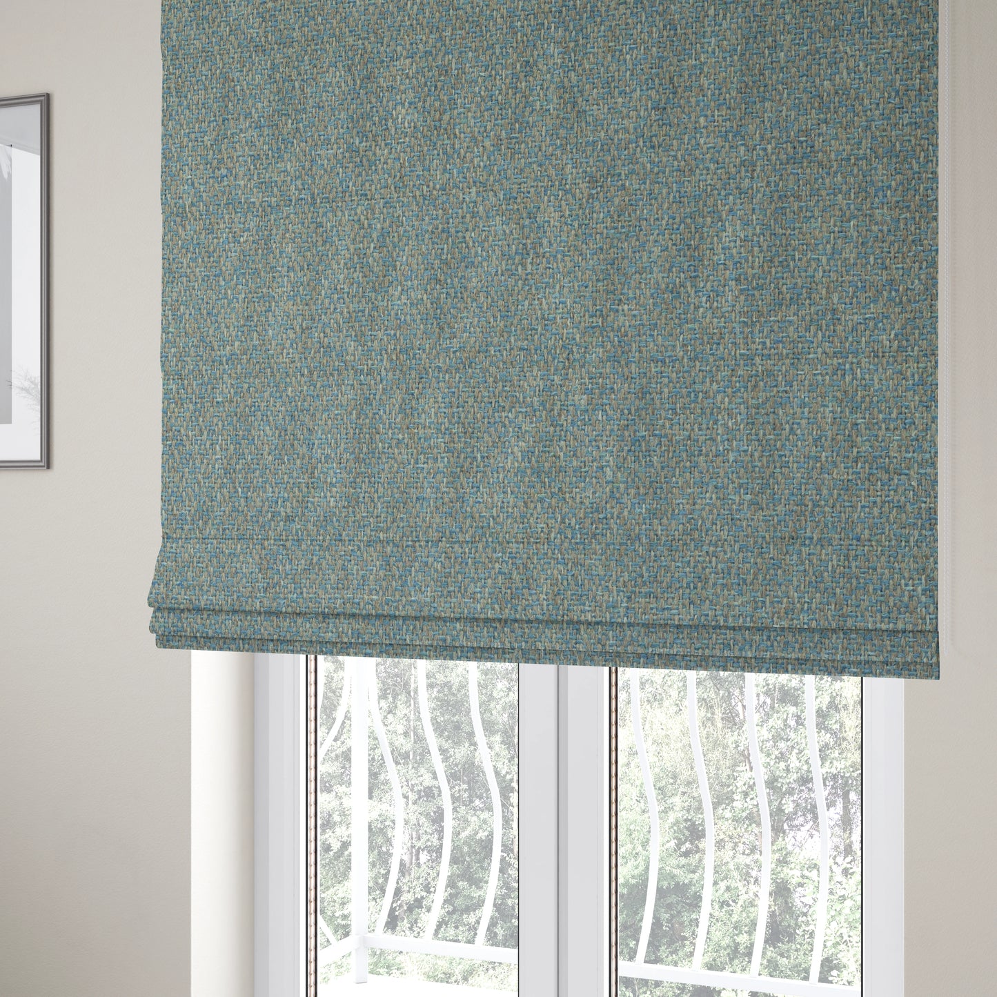 Sunrise Textured Chenille Clean Easy Blue Upholstery Fabric CTR-1571 - Roman Blinds