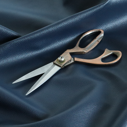 Venosa Plain Faux Leather Look In Navy Blue Colour Upholstery Fabric CTR-1573