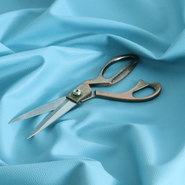 Venosa Plain Faux Leather Look In Baby Blue Colour Upholstery Fabric CTR-1578