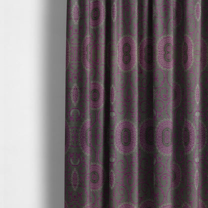 Anthozoa Collection Round Floral Shiny Finish Pattern In Pink Upholstery Fabric CTR-158 - Made To Measure Curtains