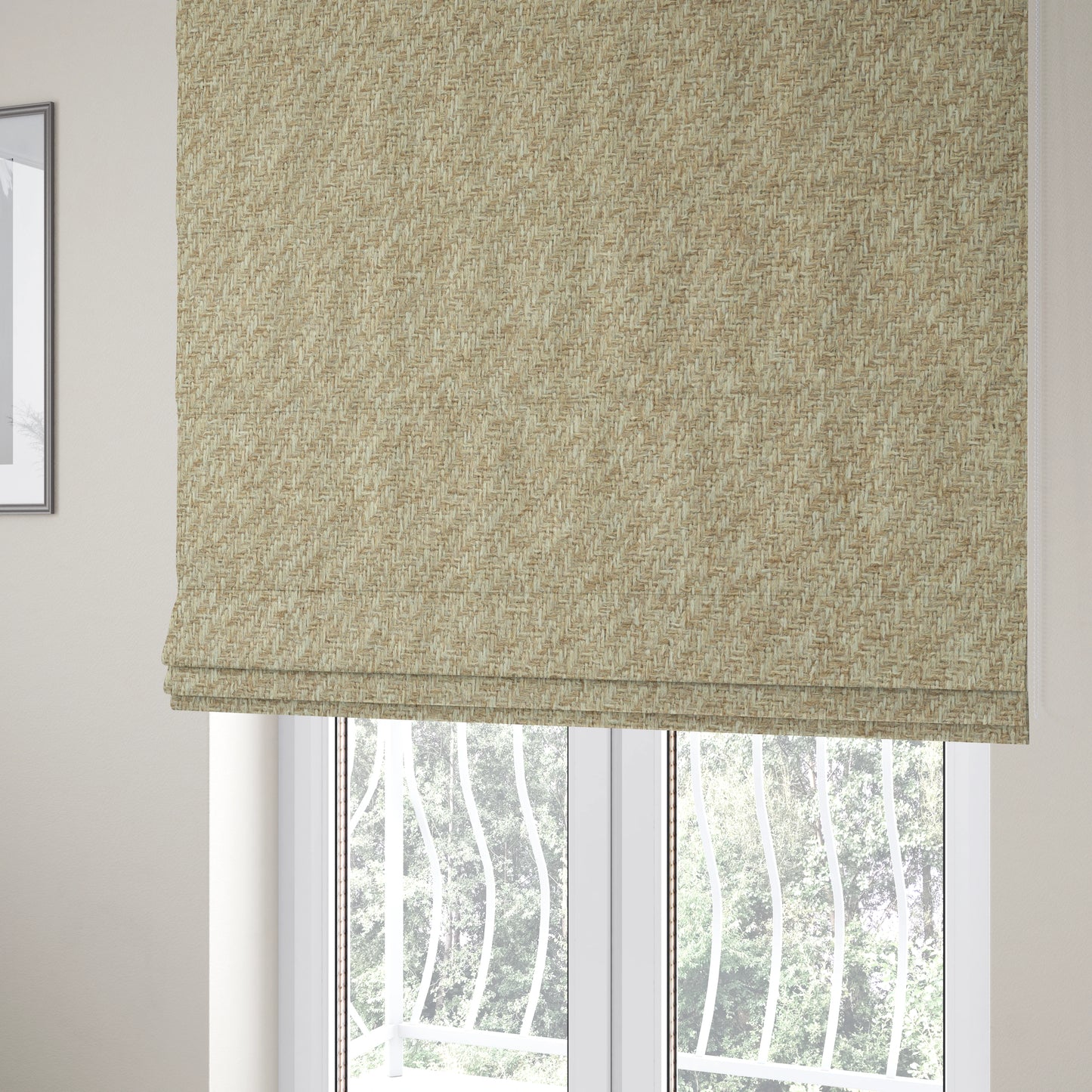 Sunrise Textured Chenille Clean Easy Cream Upholstery Fabric CTR-1580 - Roman Blinds