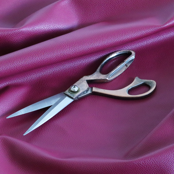 Venosa Plain Faux Leather Look In Magenta Colour Upholstery Fabric CTR-1581