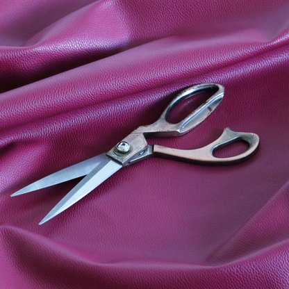 Venosa Plain Faux Leather Look In Magenta Colour Upholstery Fabric CTR-1581