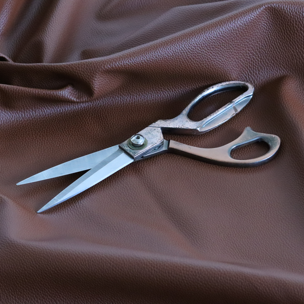 Venosa Plain Faux Leather Look In Tan Brown Colour Upholstery Fabric CTR-1587