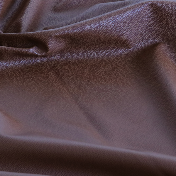 Venosa Plain Faux Leather Look In Tan Brown Colour Upholstery Fabric CTR-1587