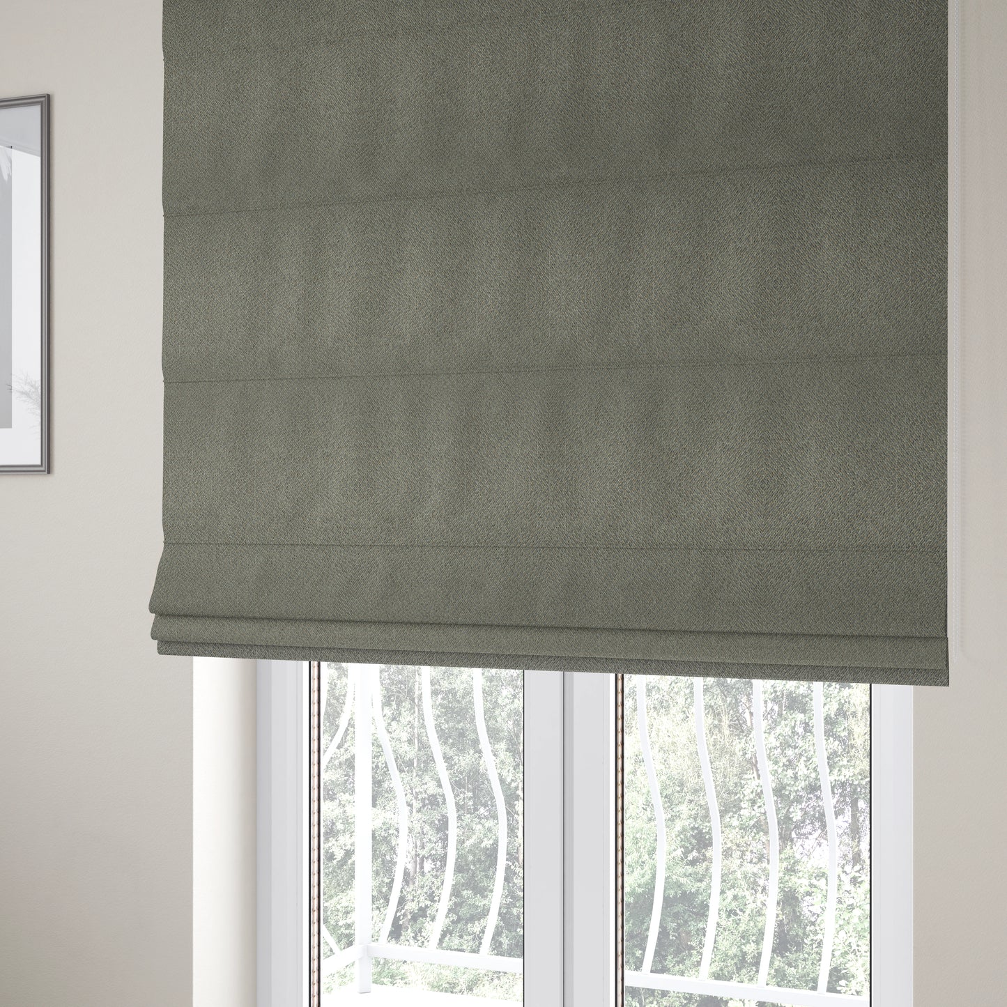 Sunrise Textured Chenille Clean Easy Grey Upholstery Fabric CTR-1588 - Roman Blinds