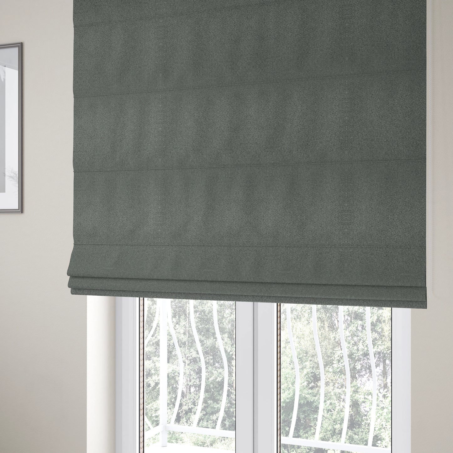 Sunrise Textured Chenille Clean Easy Dark Grey Upholstery Fabric CTR-1590 - Roman Blinds