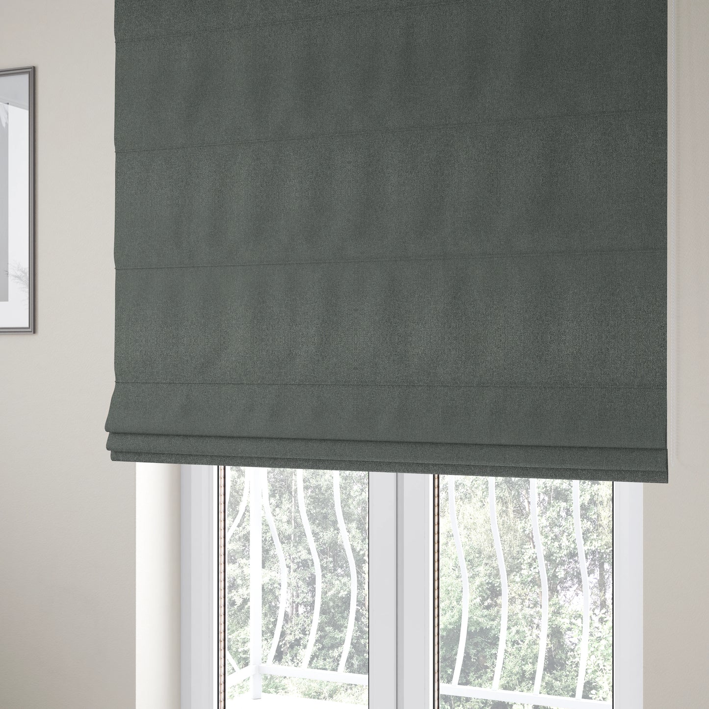 Sunrise Textured Chenille Clean Easy Dark Grey Upholstery Fabric CTR-1591 - Roman Blinds