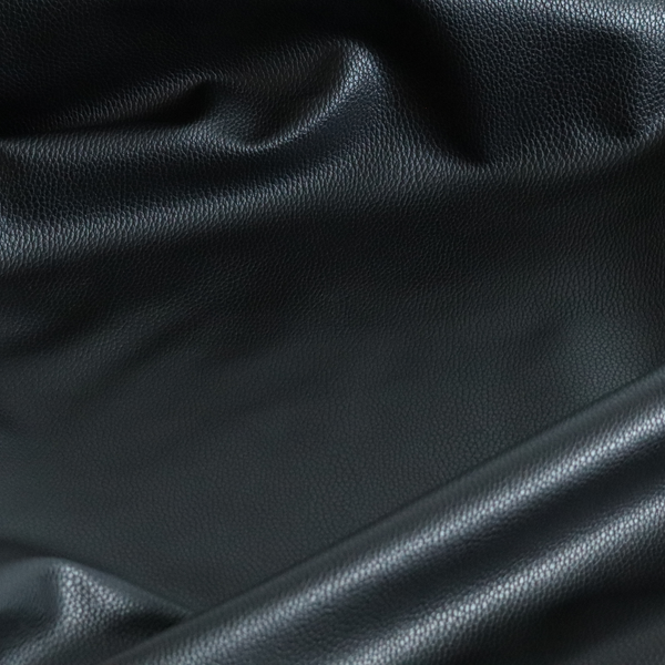 Venosa Plain Faux Leather Look In Black Colour Upholstery Fabric CTR-1593