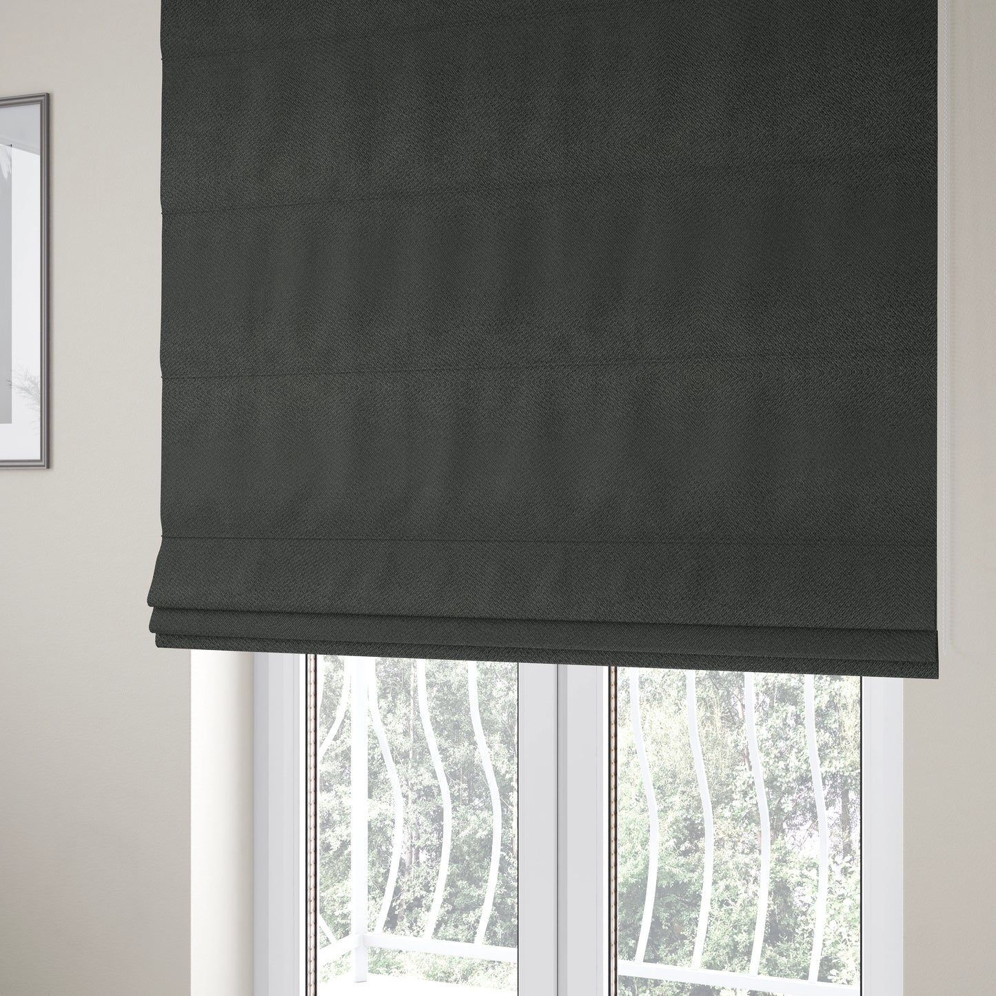 Sunrise Textured Chenille Clean Easy Charcoal Grey Upholstery Fabric CTR-1593 - Roman Blinds