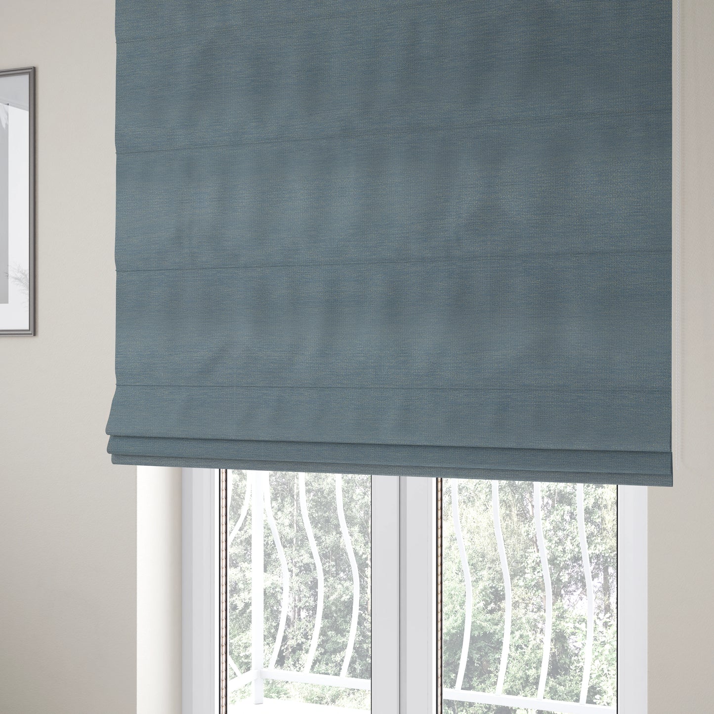 Manekpore Soft Plain Chenille Water Repellent Sky Blue Upholstery Fabric CTR-1607 - Roman Blinds