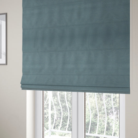 Manekpore Soft Plain Chenille Water Repellent Light Blue Upholstery Fabric CTR-1608 - Roman Blinds