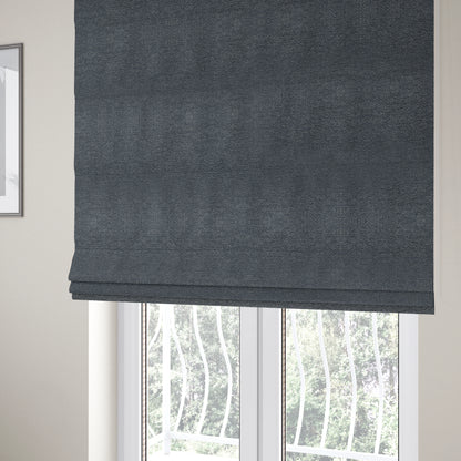 Manekpore Soft Plain Chenille Water Repellent Dark Grey Upholstery Fabric CTR-1612 - Roman Blinds