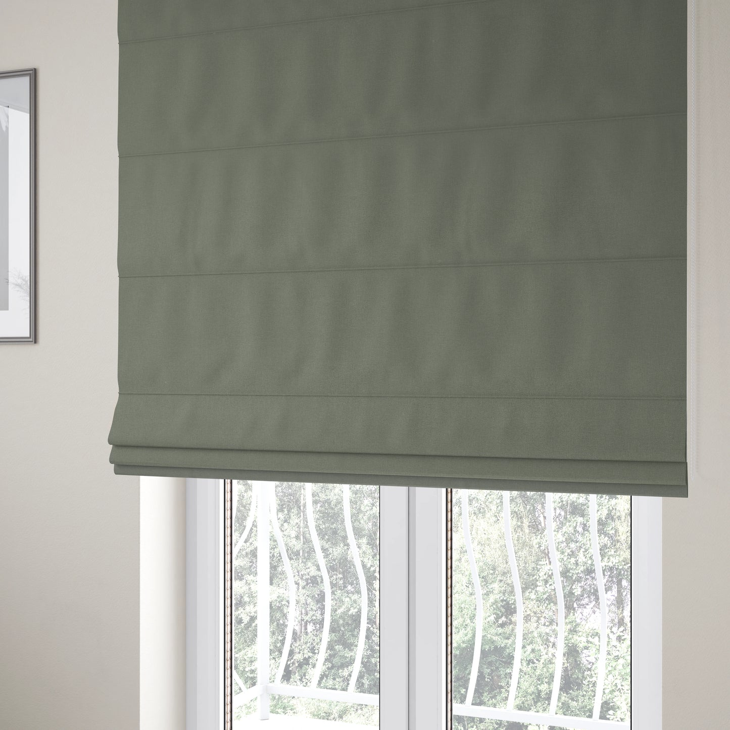 Jordan Soft Touch Chenille Plain Water Repellent Natural With Slate Grey Upholstery Fabric CTR-1639 - Roman Blinds