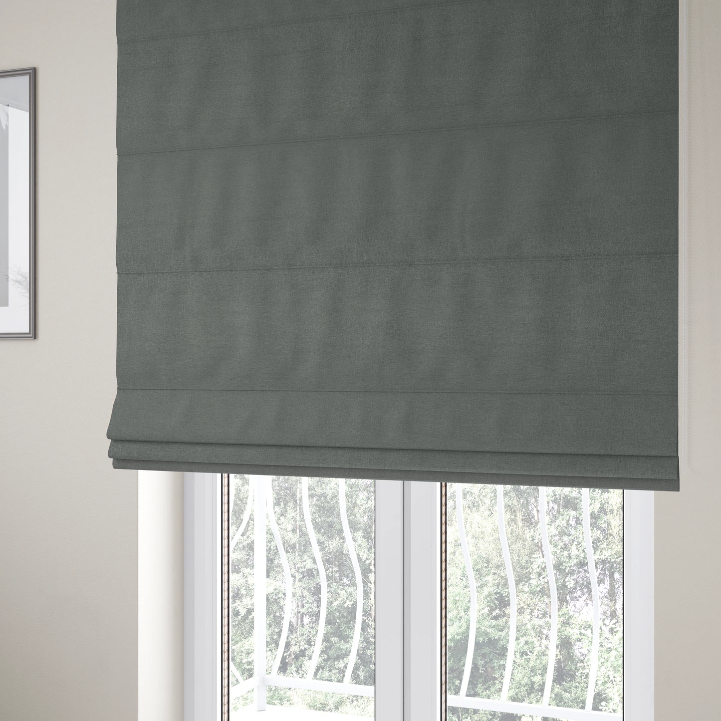 Jordan Soft Touch Chenille Plain Water Repellent Ash Grey Upholstery Fabric CTR-1643 - Roman Blinds