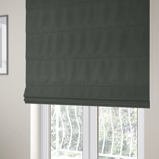 Jordan Soft Touch Chenille Plain Water Repellent Black Upholstery Fabric CTR-1644 - Roman Blinds