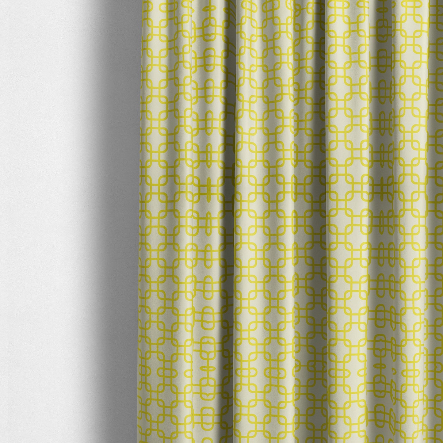 Freedom Printed Velvet Fabric Collection Yellow Maze Geometric Pattern Upholstery Fabric CTR-167 - Made To Measure Curtains