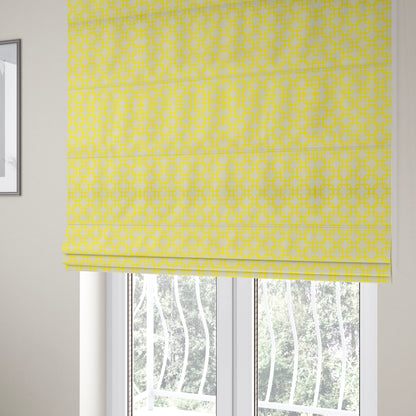 Freedom Printed Velvet Fabric Collection Yellow Maze Geometric Pattern Upholstery Fabric CTR-167 - Roman Blinds