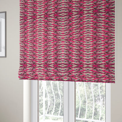 Freedom Printed Velvet Fabric Collection Geometric Abstract Pattern In Pink Colour Pattern Upholstery Fabric CTR-168 - Roman Blinds