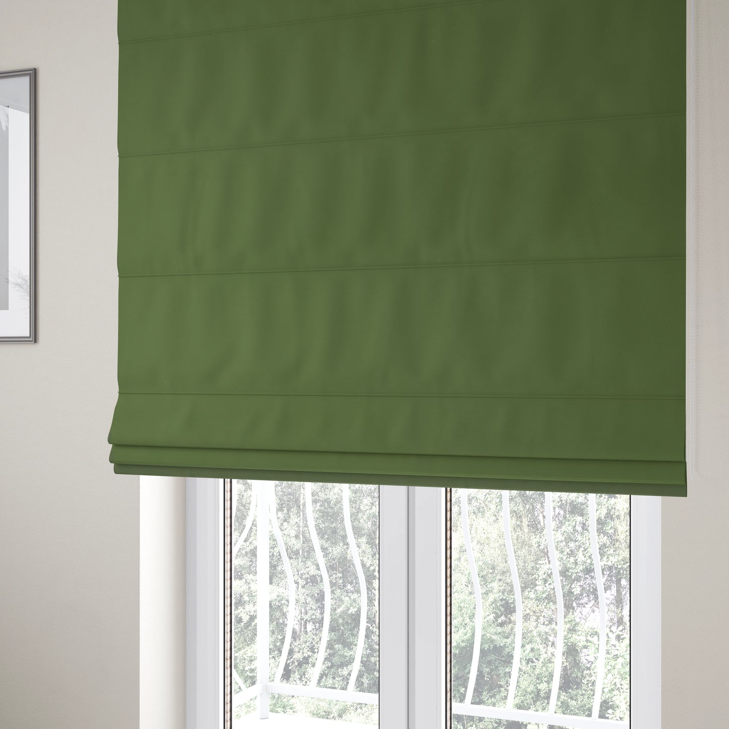 Calgary Soft Suede Green Colour Upholstery Fabric CTR-1682 - Roman Blinds