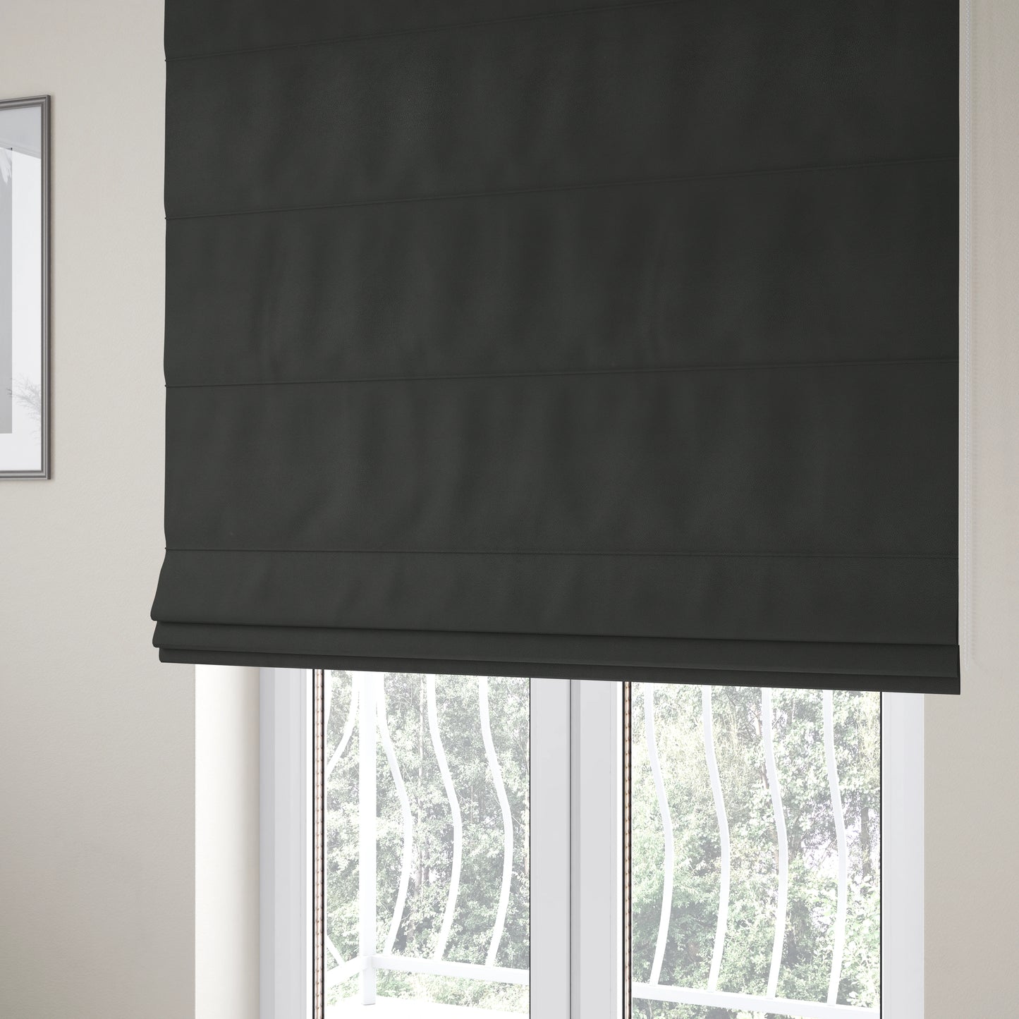 Calgary Soft Suede Black Colour Upholstery Fabric CTR-1688 - Roman Blinds