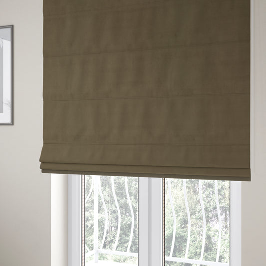 Wazah Plain Velvet Water Repellent Treated Material Light Brown Colour Upholstery Fabric CTR-1690 - Roman Blinds