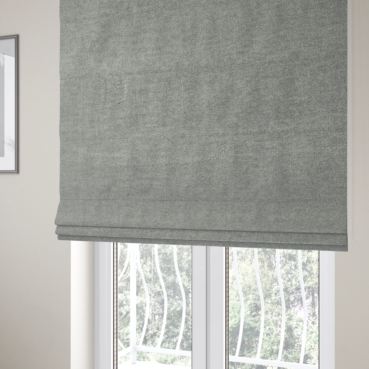 Wazah Plain Velvet Water Repellent Treated Material Silver Colour Upholstery Fabric CTR-1703 - Roman Blinds