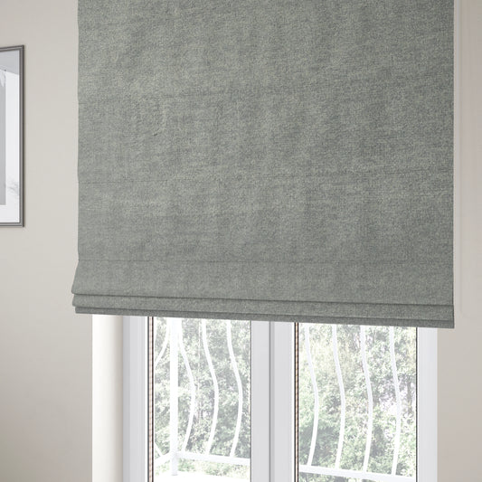 Wazah Plain Velvet Water Repellent Treated Material Silver Colour Upholstery Fabric CTR-1703 - Roman Blinds