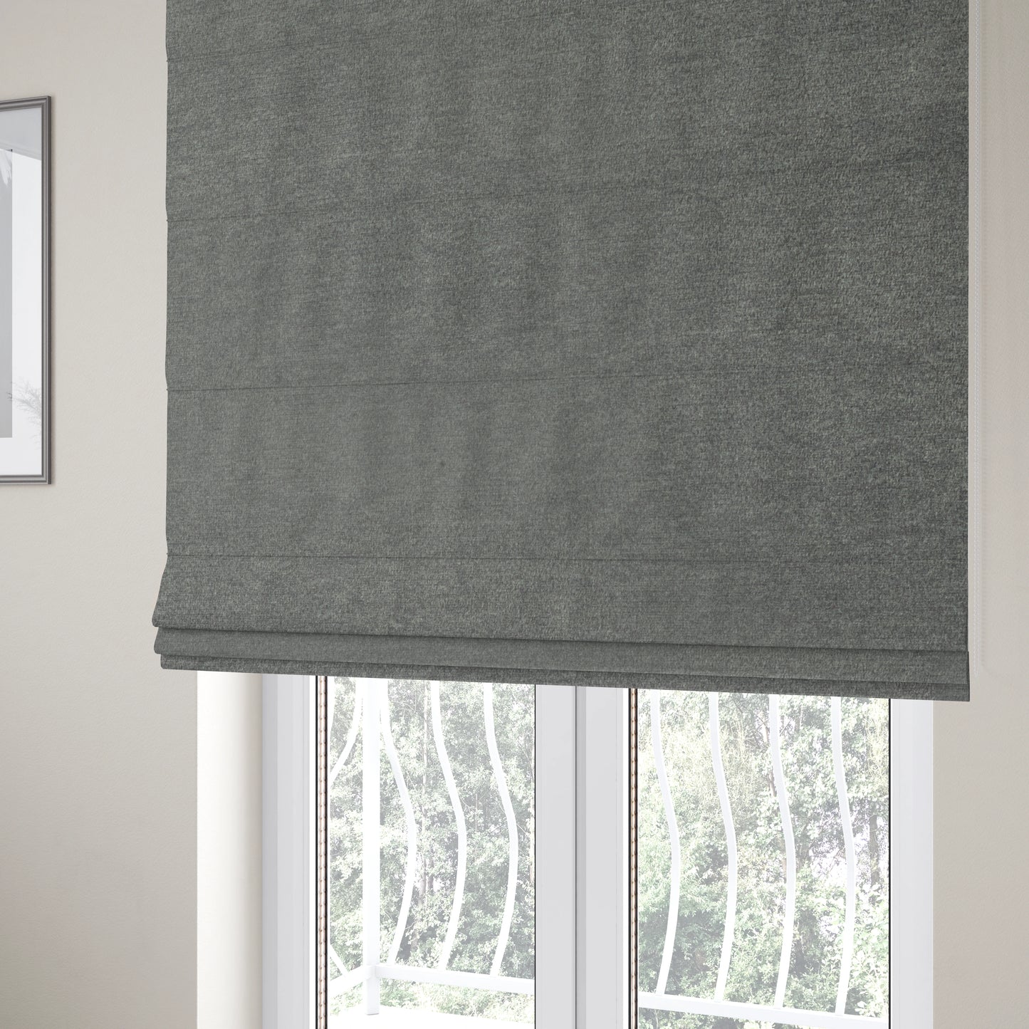 Wazah Plain Velvet Water Repellent Treated Material Dark Silver Colour Upholstery Fabric CTR-1704 - Roman Blinds