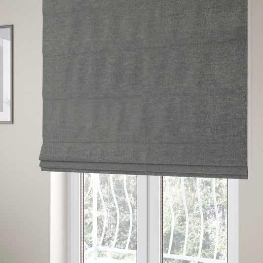 Wazah Plain Velvet Water Repellent Treated Material Dark Silver Colour Upholstery Fabric CTR-1704 - Roman Blinds