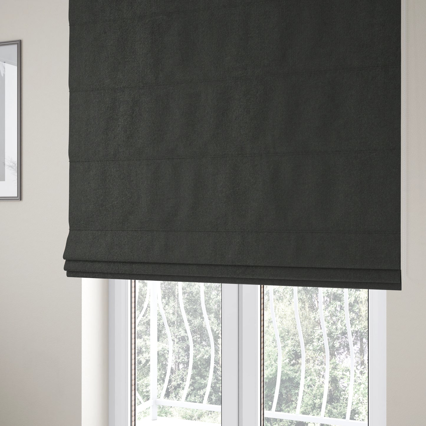 Wazah Plain Velvet Water Repellent Treated Material Iron Grey Colour Upholstery Fabric CTR-1706 - Roman Blinds