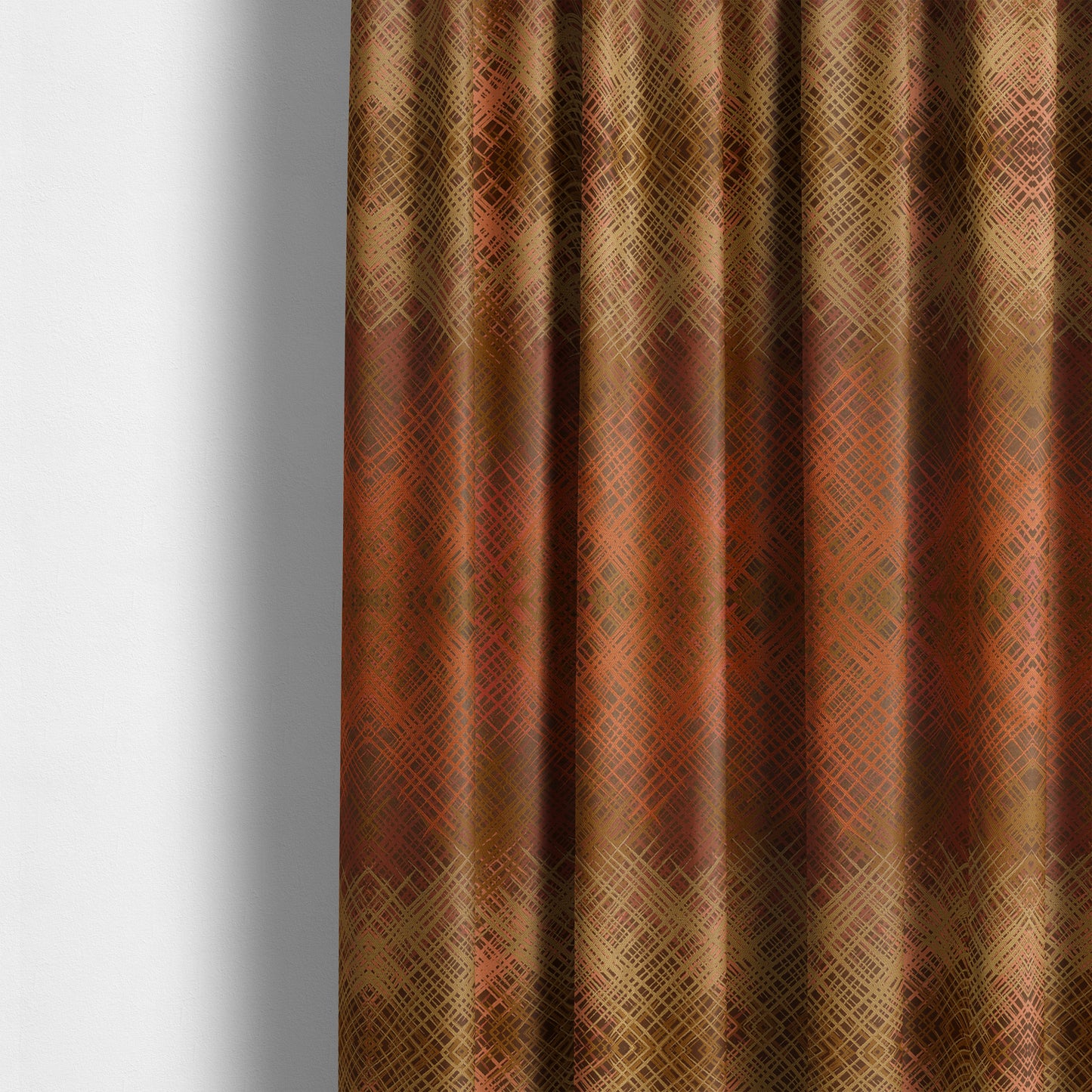 Milano Collection Bronze Orange Colours In Abstract Pattern Chenille Furnishing Fabric CTR-171 - Made To Measure Curtains