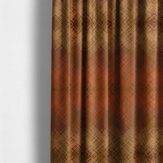 Milano Collection Bronze Orange Colours In Abstract Pattern Chenille Furnishing Fabric CTR-171 - Made To Measure Curtains