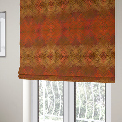 Milano Collection Bronze Orange Colours In Abstract Pattern Chenille Furnishing Fabric CTR-171 - Roman Blinds