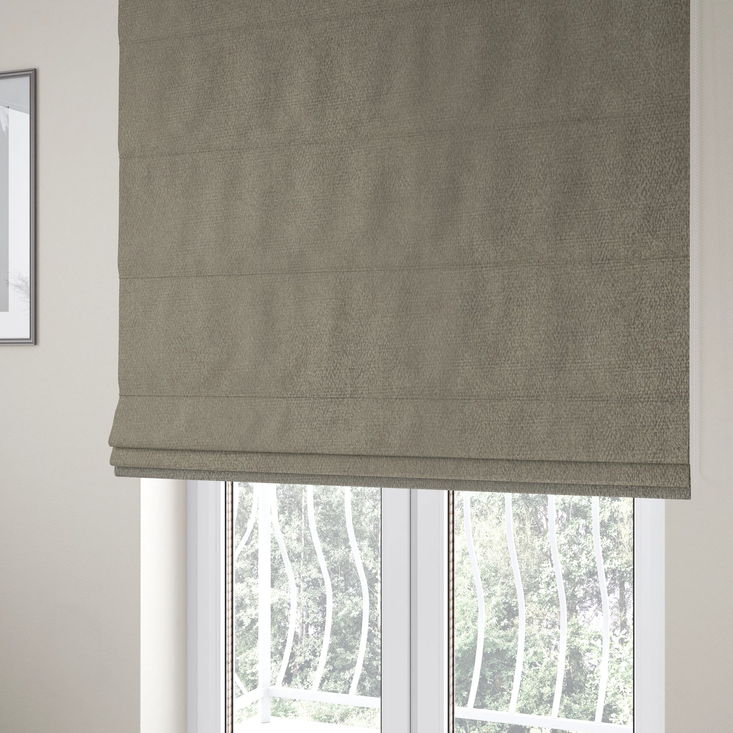 Petra Herringbone Velvet Water Repellent Beige Upholstery Fabric CTR-1718 - Roman Blinds