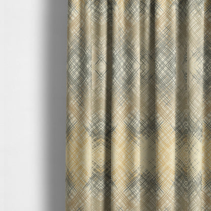 Milano Collection Grey Cream Colours In Abstract Pattern Chenille Furnishing Fabric CTR-172 - Made To Measure Curtains