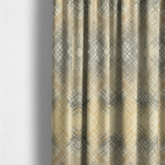 Milano Collection Grey Cream Colours In Abstract Pattern Chenille Furnishing Fabric CTR-172 - Made To Measure Curtains