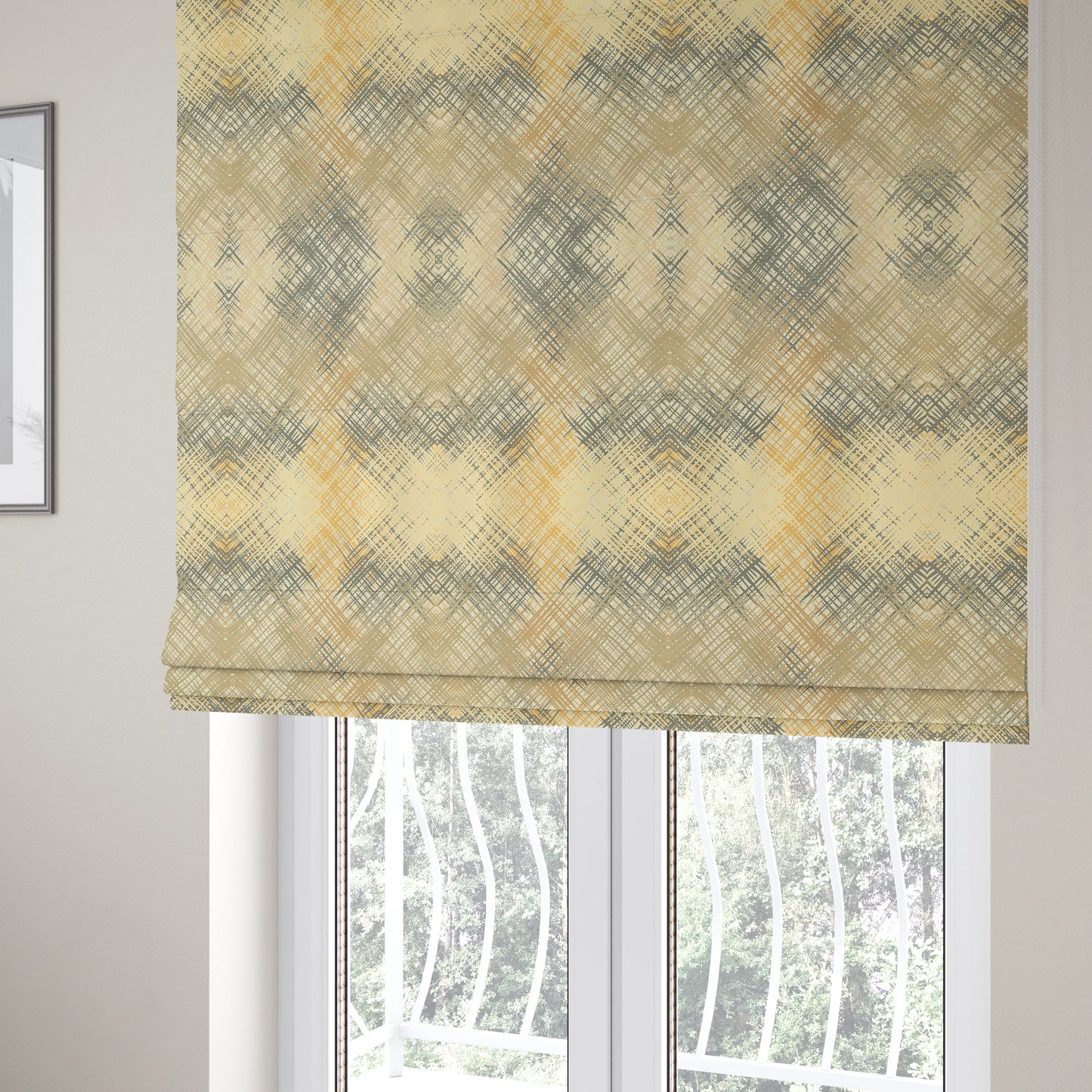 Milano Collection Grey Cream Colours In Abstract Pattern Chenille Furnishing Fabric CTR-172 - Roman Blinds