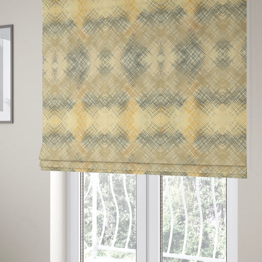 Milano Collection Grey Cream Colours In Abstract Pattern Chenille Furnishing Fabric CTR-172 - Roman Blinds