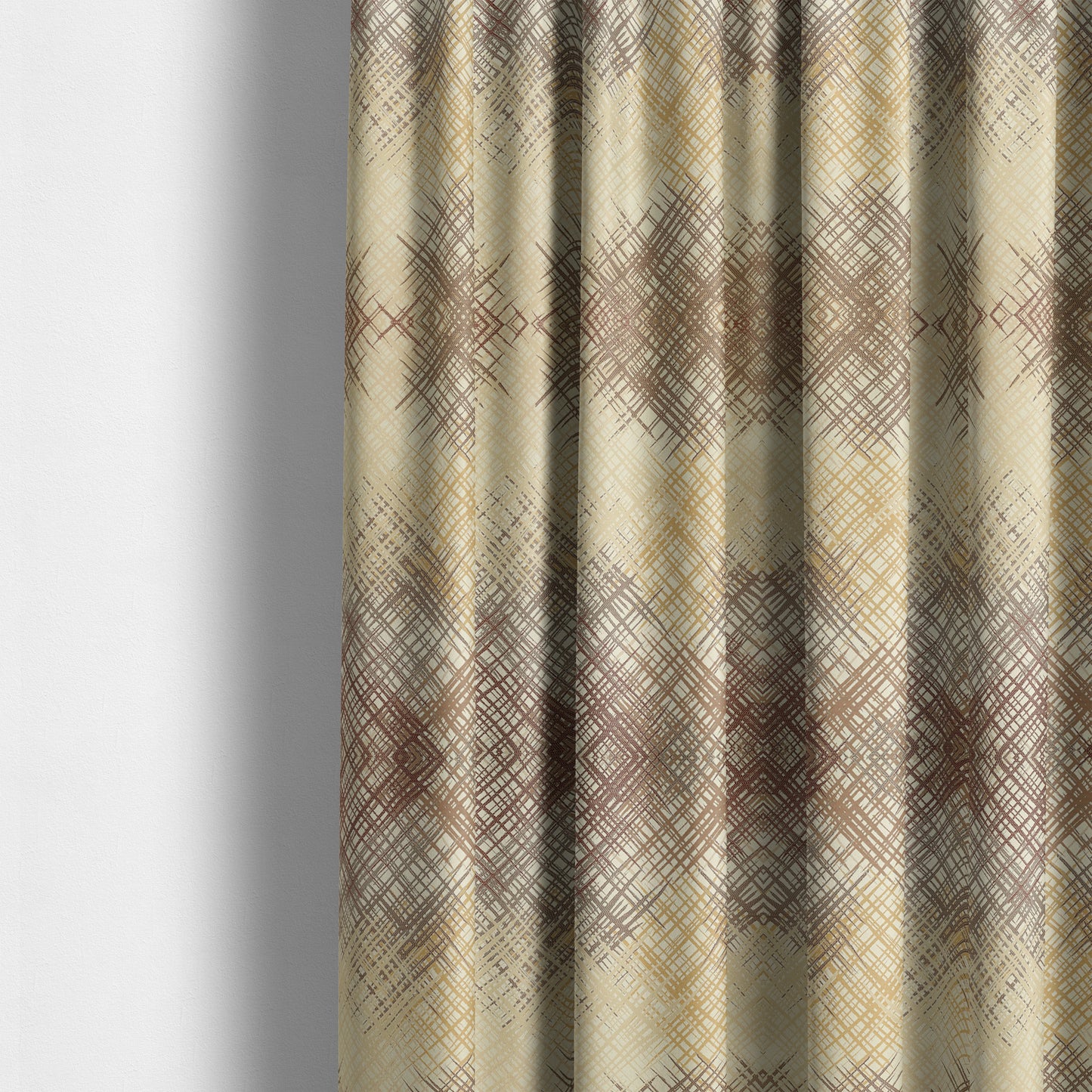 Milano Collection Cream Brown Colours In Abstract Pattern Chenille Furnishing Fabric CTR-173 - Made To Measure Curtains