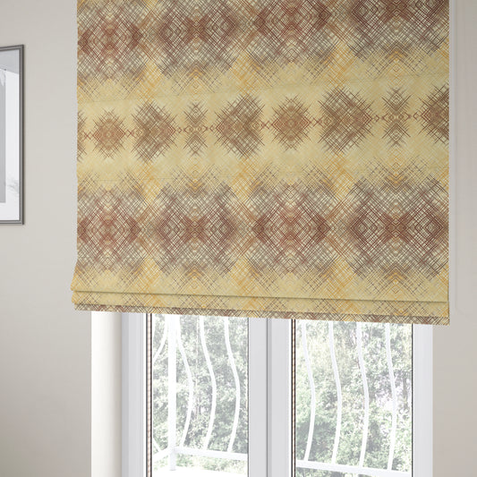 Milano Collection Cream Brown Colours In Abstract Pattern Chenille Furnishing Fabric CTR-173 - Roman Blinds