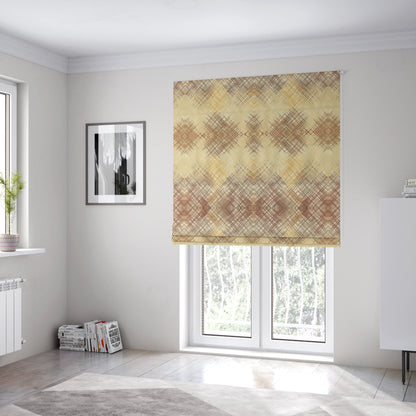 Milano Collection Cream Brown Colours In Abstract Pattern Chenille Furnishing Fabric CTR-173 - Roman Blinds