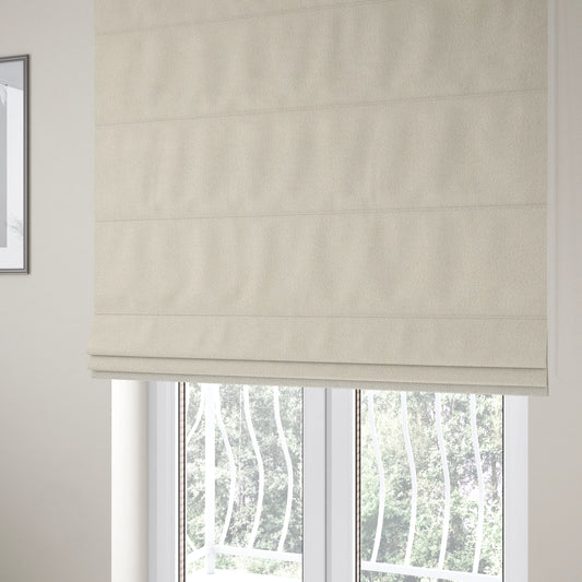 Peru Moleskin Plain Velvet Water Repellent Treated Material White Colour Upholstery Fabric CTR-1732 - Roman Blinds