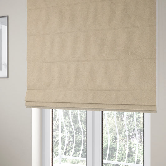 Peru Moleskin Plain Velvet Water Repellent Treated Material Beige Colour Upholstery Fabric CTR-1733 - Roman Blinds