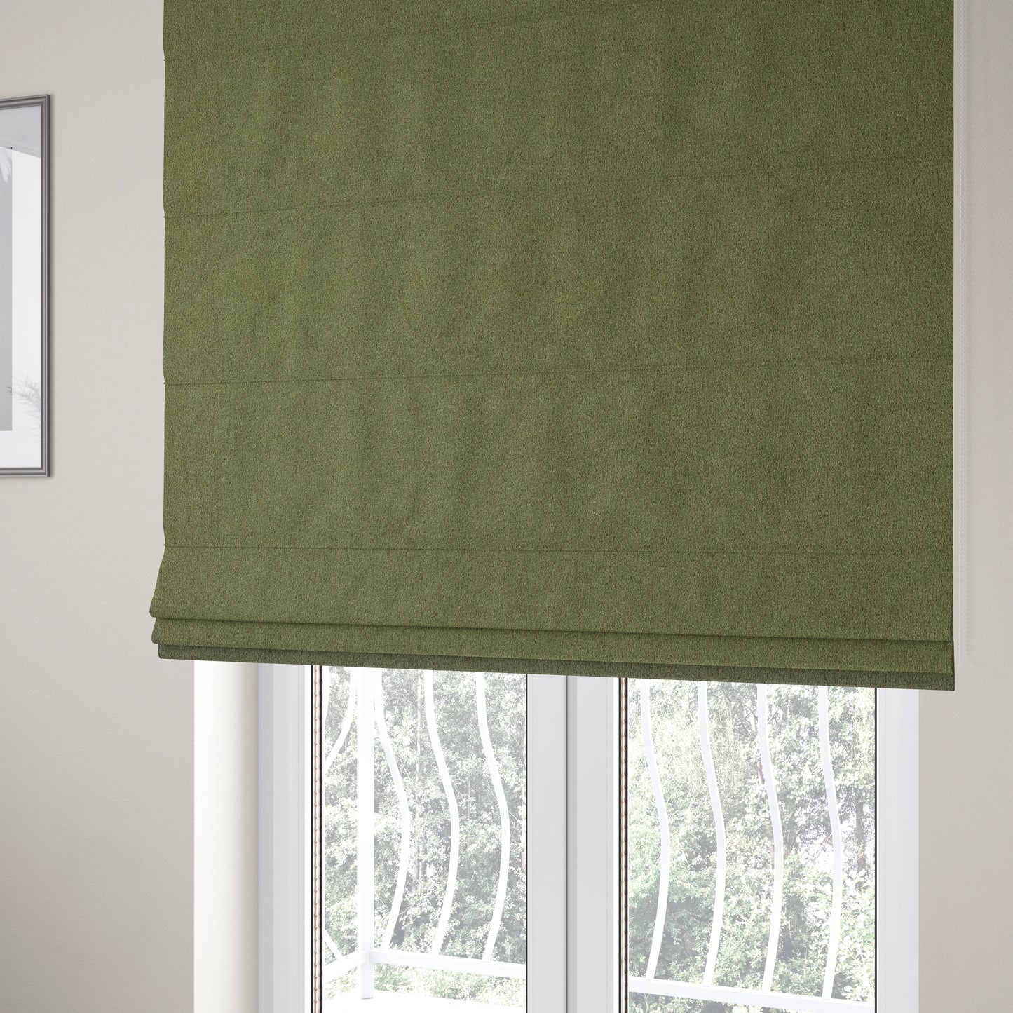 Peru Moleskin Plain Velvet Water Repellent Treated Material Green Colour Upholstery Fabric CTR-1737 - Roman Blinds