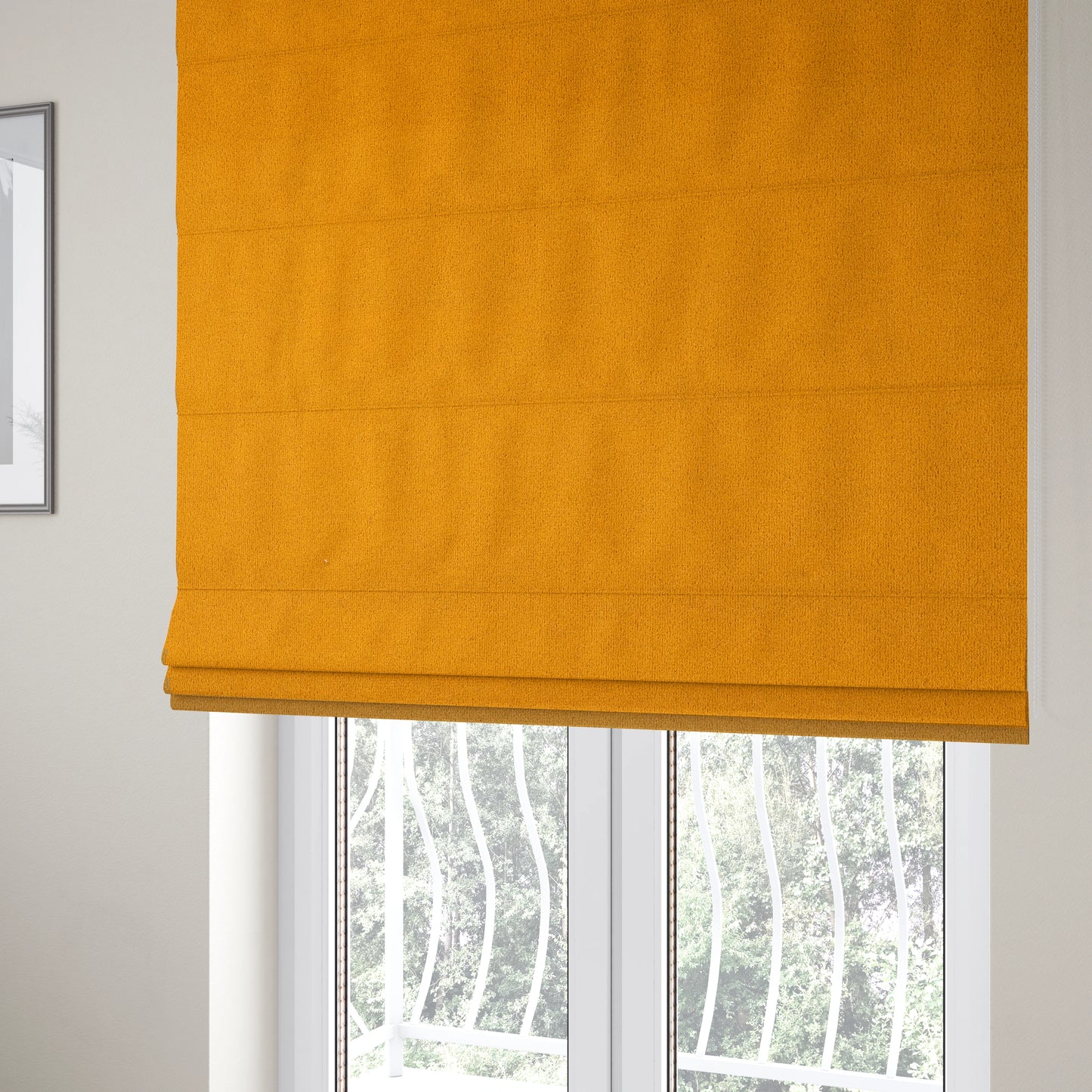 Peru Moleskin Plain Velvet Water Repellent Treated Material Golden Yellow Colour Upholstery Fabric CTR-1738 - Roman Blinds